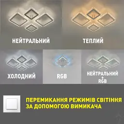 Смарт люстра керована світлодіодна OVAL ICE RGB 5S 75 Вт 725x500x93 мм Біла ESLLSE - мініатюра 3
