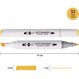 Набір спиртових маркерів Santi Professional SA-32 темно-жовтий 6 шт. (390817) - мініатюра 2