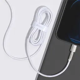 Кабель для зарядки айфону Baseus Cafule Metal Type-C Lightning PD 20W 2м плетений білий - мініатюра 9