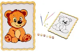 Картина за номерами Puz-22942 "Ведмедик" дерев'яна, формат А4 PuzzleOk