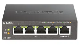 Комутатор D-Link DGS-1005P 5-Port Gigabit Desktop PoE+ (DGS-1005P/E) - мініатюра 2