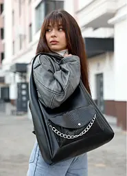Сумка жіноча Sambag HOBO BLISS Чорна 34 х 31 х 12 см (53453070) - мініатюра 3