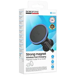 Автотримач з БЗП Borofone BH224 Flash 15W (air outlet) Black - мініатюра 2