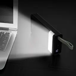 Акумулятор портативний із лампою Hoco LED Display Powerful desk lamp 30000mAh J73 чорний - мініатюра 5