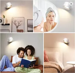 Настінний світильник Mexllex LED з акумулятором і сенсорним керуванням 360° обертання White - мініатюра 4