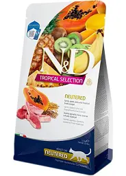 Сухий низькозерновий корм Farmina N&D Tropical Selection для стерилізованих дорослих кішок, ягня/тропічні фрукти, 10 кг