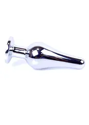 Анальна пробка з кристалом B-Series Jewellery Silver Butt Plug Black, 9,3х3 см, чорний - мініатюра 4