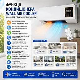 Тепловентилятор кондиціонер настінний керамічний 2в1 (800 Вт) з пультом ДК та таймером AND-170 - мініатюра 5