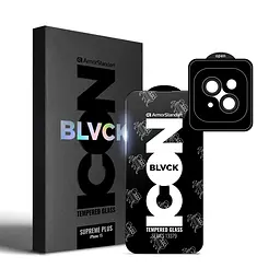 Комплект захисних скла для Apple iPhone 15, Supreme Plus Black Icon, загартоване повноекранне 3D скло на екран і скло на камеру, протиударне 9H, ультратонке, з олеофобним і жировідштовхуючим покриттям, ArmorStandart (ARM71137)
