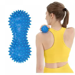 Масажний м'яч подвійний з шипами 4FIZJO Spike+ 7 x 16 см Blue (P-5905973403337) - мініатюра 8