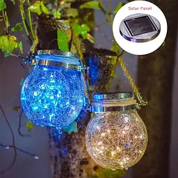 LED-світильник садовий Нічник скляний з сонячною батареєю 30LED RGB - мініатюра 5