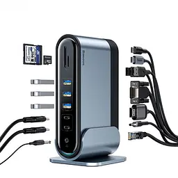 Адаптер Baseus Working Station Three-Screen Multifunctional Type-C Hub Adapter CAHub-DG0G - мініатюра 2