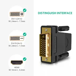 Перехідник DVI 24+1 M to HDMI F black Ugreen (20124) - мініатюра 2