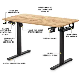 Стіл Mealux PowerDesk Lite Mahogany з електрорегулюванням висоти (EVO-201 Lite Mahogany/B) - мініатюра 4