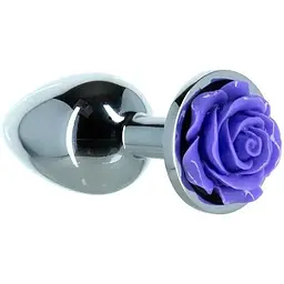 Металева анальна пробка Lux Active з трояндою - Rose Anal Plug - Purple - мініатюра 2