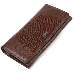 Стильний гаманець для жінок з натуральної фактурної шкіри Canpellini 21607 коричневий