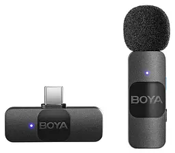 Професійний петличний бездротовий мікрофон Boya BY-V10 Type-C Black (18872) - мініатюра 1
