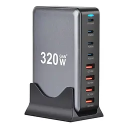 Зарядний адаптер блок живлення Essager 320 W GaN YMX-320 4U+4C (8 виходів)