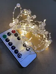 Гірлянда декоративна крапля перлинно-біла 20 led з пультом дистанційного керування - мініатюра 2
