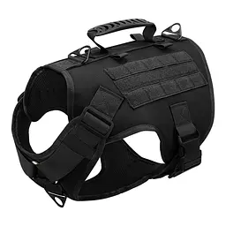 Шлея для собак Berry, тактичний жилет з ручкою і системою MOLLE, M Чорний