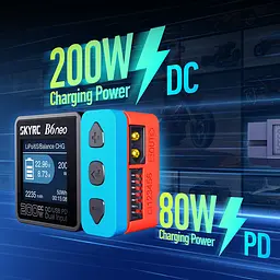 Зарядний пристрій багатофункціональний SkyRC B6 Neo 200w 10A з функцією балансування АКБ FPV DC/PD Blue Red (18769) - мініатюра 6