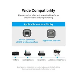 Кабель для принтера USB 2.0 AM/BM 1.0m 480Mbps PVC black Vention (COQBF) - мініатюра 9
