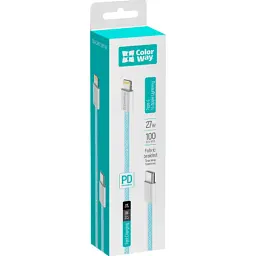 Дата кабель USB-C to Lightning 1.0m 27W blue ColorWay (CW-CBPDCL061-BL) - мініатюра 8