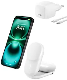 Зарядний пристрій бездротовий UltraCharge 2-in-1 Foldable Magnetic Charging 25Вт білий Belkin teh0018770
