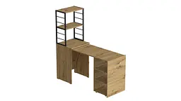 Стіл-тумба трансформер Смарт 4/1 з етажеркою Ferrum-decor 1430x1450x500 Чорний метал ДСП Дуб Артизан 16 мм (FRD-105128) - мініатюра 5