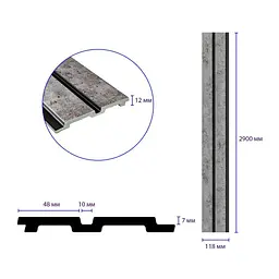 Рейка декоративна Sticker Wall PS 2900х118х12мм Бетон із золотими вкрапленнями SW-00001752 - мініатюра 3