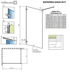 Душова перегородка Radaway Euphoria Walk-in V 140 см383116-01-01 - мініатюра 3