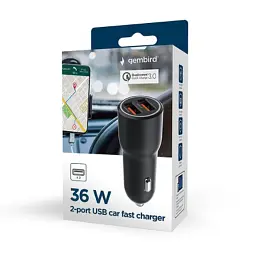 Зарядний пристрій Gembird 2xUSB QC3.0 car adapter black (TA-UC-A2QC36-CAR-01) - мініатюра 7
