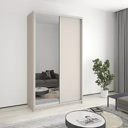 Шафа-купе дводверна MebelStar Стандарт AL ДСП/Дзеркало 140x45x240 см Кашемір (MBS-3694)