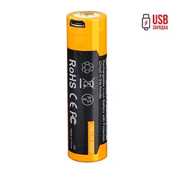 Акумулятор 18650 Fenix 3500mAh Li-Ion із micro-usb зарядкою (Чорно-жовтий) - мініатюра 2