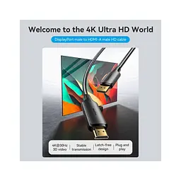 Кабель мультимедійний DisplayPort M to HDMI M 1.8m 4K40Hz black Vention (HFOBAC) - мініатюра 2