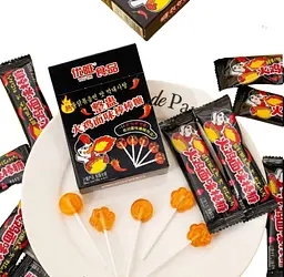 Гострі льодяники на паличці Yowang Foods зі смаком корейської локшини Buldak 4шт, 25г - мініатюра 3