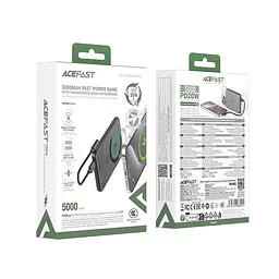 Універсальна мобільна батарея Acefast PD magnetic fast charging power bank with cable M30 5000mAh | 2Type-C, 20W/3A, PD/QC| - мініатюра 2