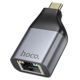 Перехідник Hoco UA35 Type-C to RJ45 Metal grey
