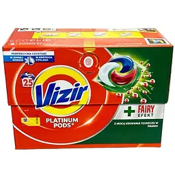 Капсули для прання Vizir Pods + Fairy Effect - універсальний засіб, 25 прань, подвійна формула для жирних плям 25шт