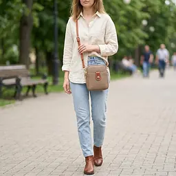 Сучасна сумка трапеція для жінок з натуральної шкіри Vintage 22271 бежева - мініатюра 2