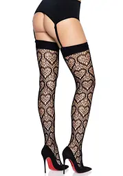 Панчохи Leg Avenue Heart net thigh highs Black One size - мініатюра 2