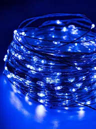 Світлодіодна новорічна LED гірлянда-нитка "КРАПЛІ РОСИ" на батарейках + USB 100LED 10 м Синій (90887083) - мініатюра 1