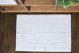 Килимок махровий Ecotton 50х70 см 650 гр./м рушник для ніг білий з тисненням Ніжки для ванної кімнати (24690) - мініатюра 6