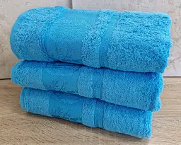 Набір турецьких бамбукових махрових рушників Zeron 3 штуки 50х90 Bamboo Turquoise - мініатюра 2
