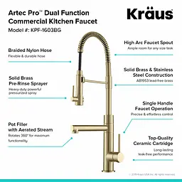 Змішувач для кухні Kraus Artec Pro KPF-1603BG, Золотий - мініатюра 5