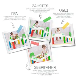 Комплект Poppet Столик Color Green 5 в 1 + Стілець + Подушка на стілець + Набір фломастерів (PP-002G-G) - мініатюра 7