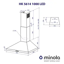Витяжка купольна Minola HK 5614 I 1000 LED - мініатюра 11