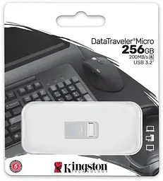 USB флеш-накопичувач Kingston DataTraveler Micro 256GB USB-A 3.2 Gen 1 Metal (DTMC3G2/256GB) [76456] - мініатюра 4