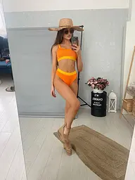Купальник жіночий роздільний з топом в рубчик 5021-orange-L помаранчевий - мініатюра 9