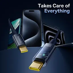 Кабель Baseus Explorer with Auto Shutdown USB-C to USB-C 100w 2m Deepsea Blue (P10319704321-01) [152044] - мініатюра 7